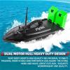 Fishing Bait Boat 500m Remote Control Bait Boat Dual Motor Fish Finder 1.5KG Loading with LED Light for Fishing,Black,12000Ah view 2