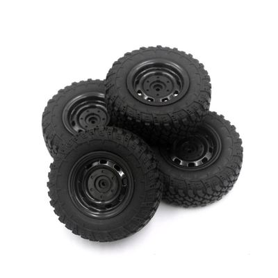 COMODO 4PCS 73mm Rubber RC Tires with 5mm Hex Wheel Rims for 1/10 Scale Off Road RC Cars Compatible with MN99S MN98 MN82 C24-1 B36 D12 C64 D74-1