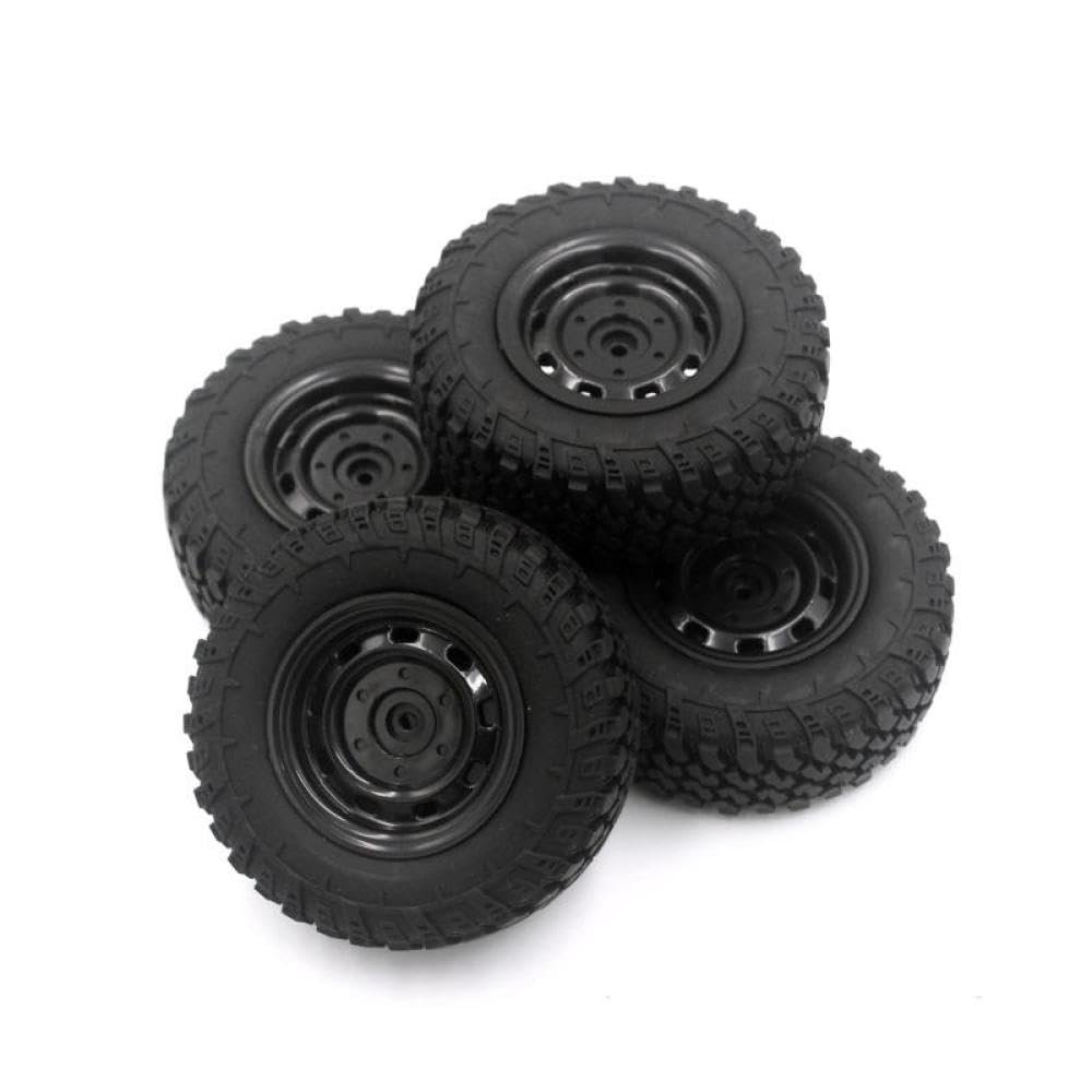 COMODO 4PCS 73mm Rubber RC Tires with 5mm Hex Wheel Rims for 1/10 Scale Off Road RC Cars Compatible with MN99S MN98 MN82 C24-1 B36 D12 C64 D74-1