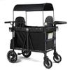 TODECARE Wagon Stroller for 2 Kids, Foldable All-Terrain Push Wagon, Black view 1