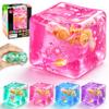 1Pc Ice Cube Squishy Stress Balls,Slow Rising Sensory Fidget Toy with Marine Shells Inside Square Soft Sensory Anxiety Relief Squeeze Cube for Adults Teens Kids(Pink) view 1