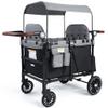 TODECARE 4 Seater Wagon Stroller, Folding All Terrain Push Wagon w/Removable Canopy, 5-Point Harness, Adjustable Handles, Parent Organizer, Snake Tray, Quad Stroller for Toddlers (Black+Gray) view 1