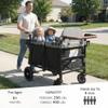 TODECARE 4 Seater Wagon Stroller, Folding All Terrain Push Wagon w/Removable Canopy, 5-Point Harness, Adjustable Handles, Parent Organizer, Snake Tray, Quad Stroller for Toddlers (Black+Gray) view 2