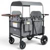 TODECARE 4 Seater Wagon Stroller, Folding All Terrain Push Wagon w/Removable Canopy, 5-Point Harness, Adjustable Handles, Parent Organizer, Snake Tray, Quad Stroller for Toddlers (Gray) view 1