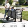 TODECARE 4 Seater Wagon Stroller, Folding All Terrain Push Wagon w/Removable Canopy, 5-Point Harness, Adjustable Handles, Parent Organizer, Snake Tray, Quad Stroller for Toddlers (Gray) view 2