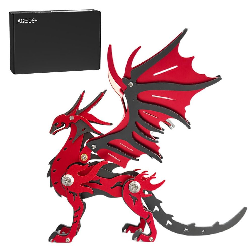3D DIY Mechanical Metal Dragon Assembly Model Kit, 100+PCS Magical Pterosaur Fantasy Creature Dragon Puzzle Model, Collectible Desk Ornament Gift for Teens & Adults