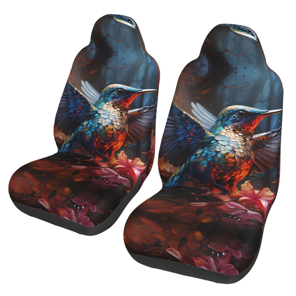 LPLSNWS Hummingbird Patterned, Durable Car Seat Covers, 2-Pack Suitable for Passenger Cars, Trucks, Commercial Vehicles, and Marine Seats