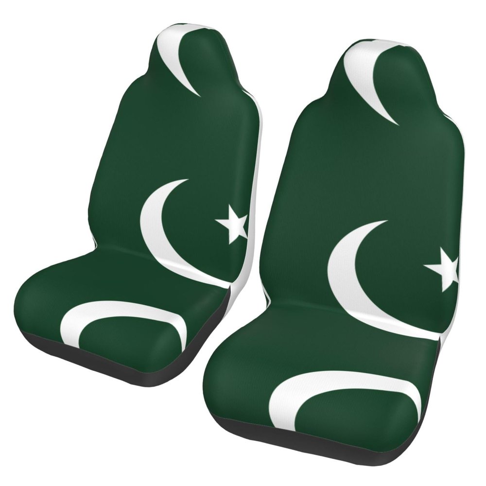 LPLSNWS Flag of Pakistan Patterned, Durable Car Seat Covers, 2-Pack Suitable for Passenger Cars, Trucks, Commercial Vehicles, and Marine Seats