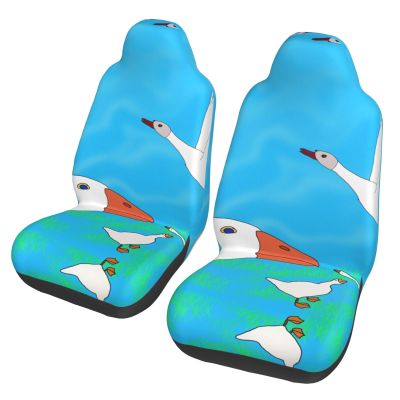LPLSNWS Happy White Goose Patterned, Durable Car Seat Covers, 2-Pack Suitable for Passenger Cars, Trucks, Commercial Vehicles, and Marine Seats