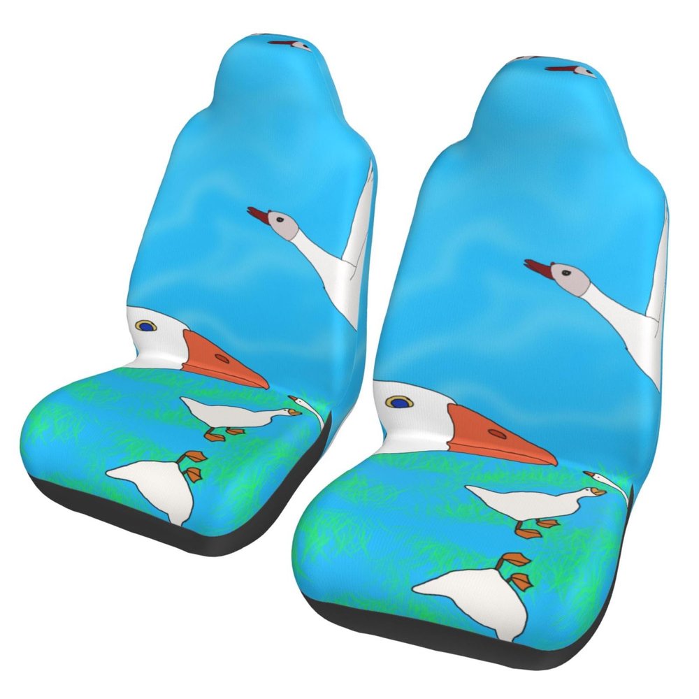 LPLSNWS Happy White Goose Patterned, Durable Car Seat Covers, 2-Pack Suitable for Passenger Cars, Trucks, Commercial Vehicles, and Marine Seats