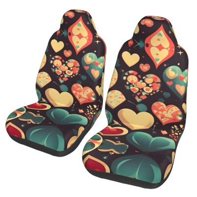LPLSNWS Heart Crush Flower Patterned, Durable Car Seat Covers, 2-Pack Suitable for Passenger Cars, Trucks, Commercial Vehicles, and Marine Seats