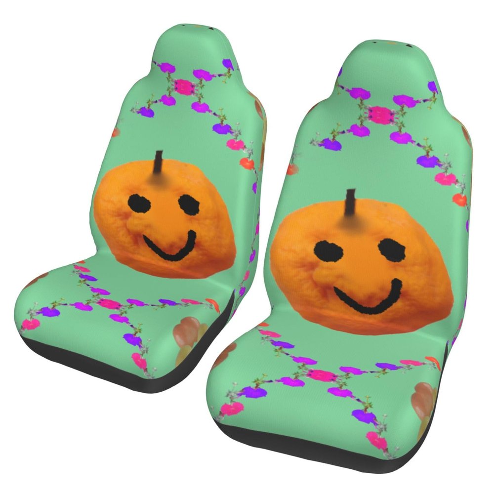 LPLSNWS Smiley Citrus Patterned, Durable Car Seat Covers, 2-Pack Suitable for Passenger Cars, Trucks, Commercial Vehicles, and Marine Seats