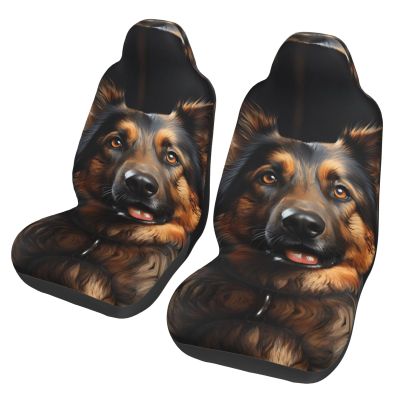 LPLSNWS German Shepherd Patterned, Durable Car Seat Covers, 2-Pack Suitable for Passenger Cars, Trucks, Commercial Vehicles, and Marine Seats