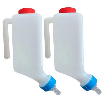 QmjdDymx 2Pcs Baby Bottles, 800Ml Lamb Baby Bottle with Scale Hanging Plastic Milk Feeder Bottle Little Goat Calf Sheep Nursing with Handle, Puppy Bowls