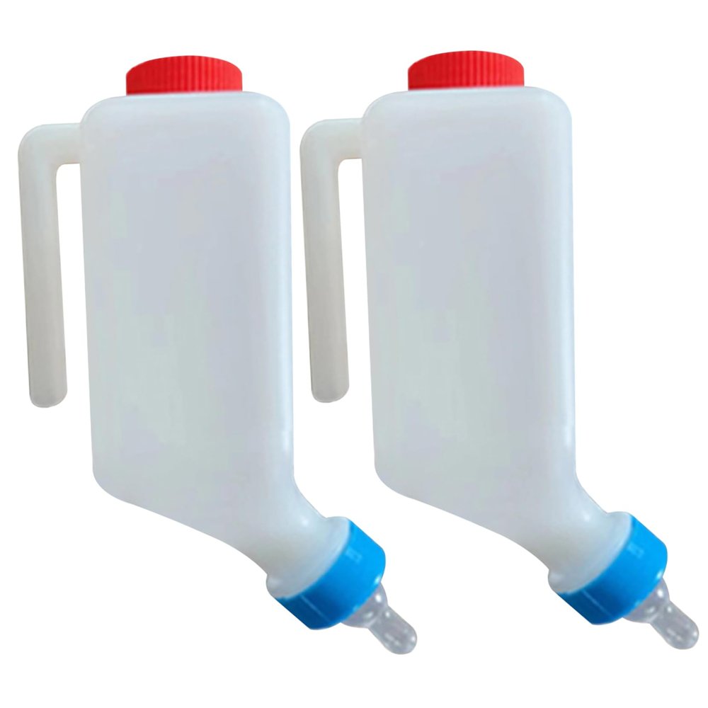 QmjdDymx 2Pcs Baby Bottles, 800Ml Lamb Baby Bottle with Scale Hanging Plastic Milk Feeder Bottle Little Goat Calf Sheep Nursing with Handle, Puppy Bowls