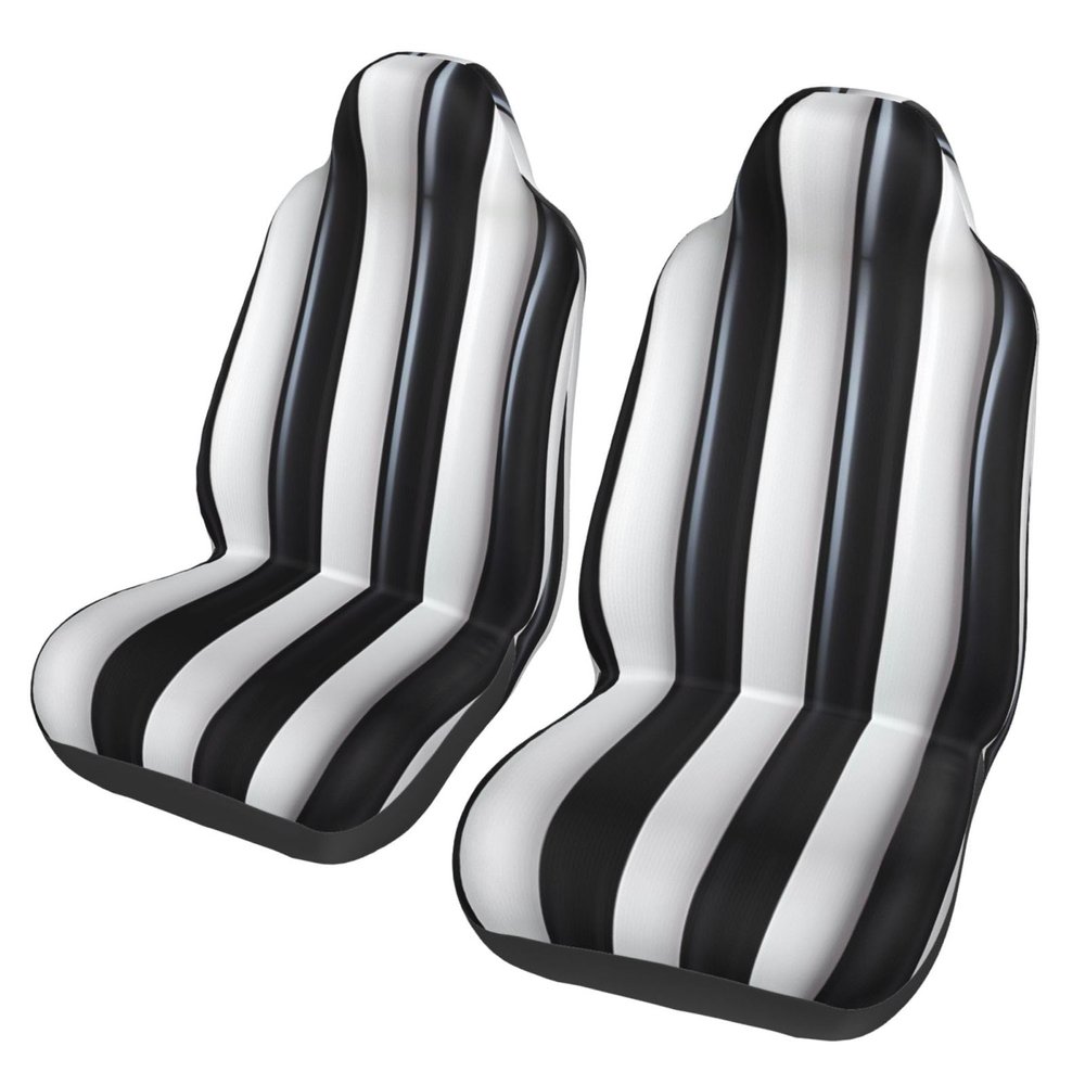 LPLSNWS Black & White Stripe Patterned, Durable Car Seat Covers, 2-Pack Suitable for Passenger Cars, Trucks, Commercial Vehicles, and Marine Seats