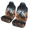 LPLSNWS Rugby On Fire Patterned, Durable Car Seat Covers, 2-Pack Suitable for Passenger Cars, Trucks, Commercial Vehicles, and Marine Seats view 1