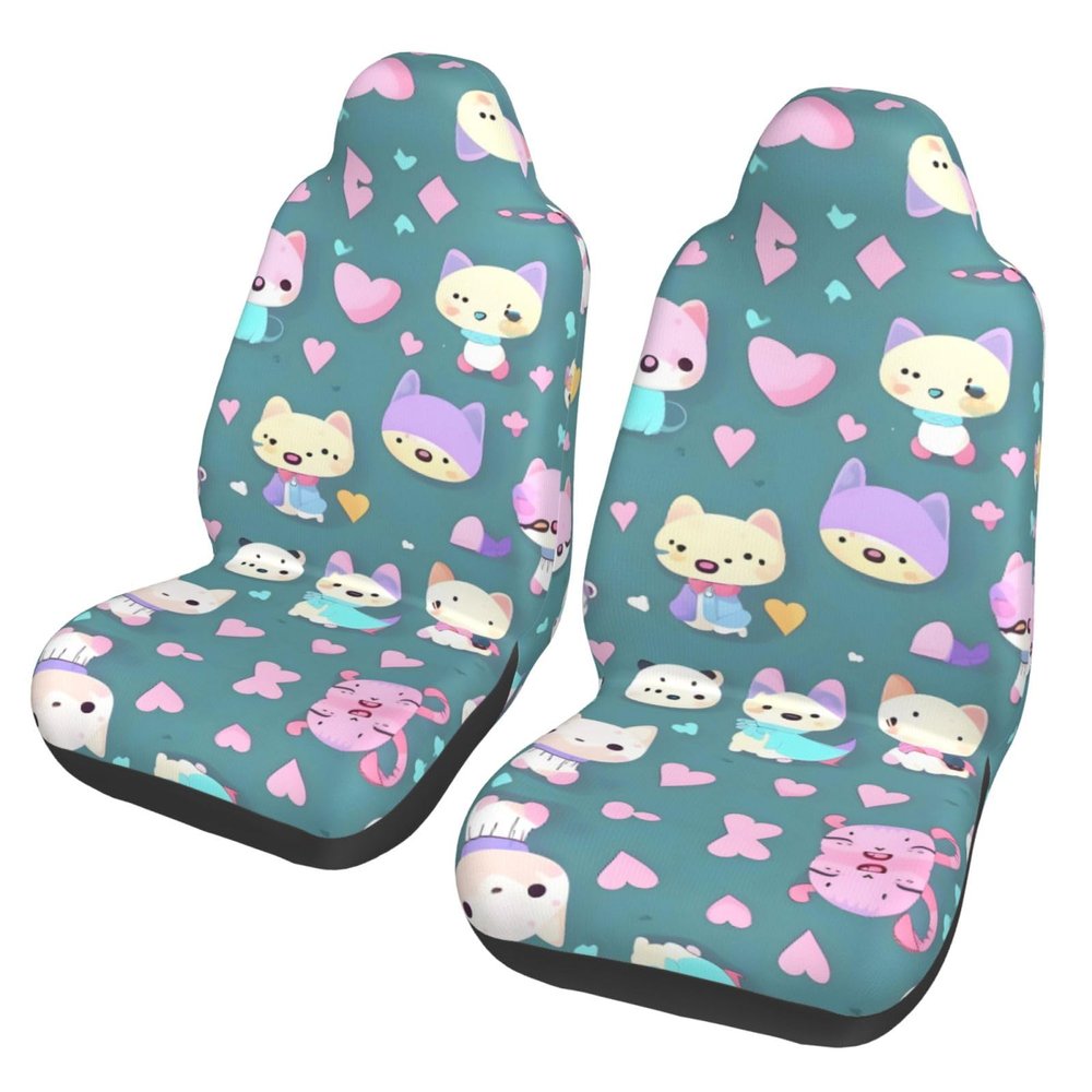 LPLSNWS Cute Little Fox Patterned, Durable Car Seat Covers, 2-Pack Suitable for Passenger Cars, Trucks, Commercial Vehicles, and Marine Seats