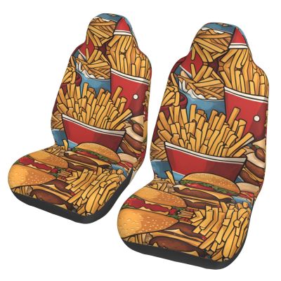 LPLSNWS Lots of Cute Fries Patterned, Durable Car Seat Covers, 2-Pack Suitable for Passenger Cars, Trucks, Commercial Vehicles, and Marine Seats