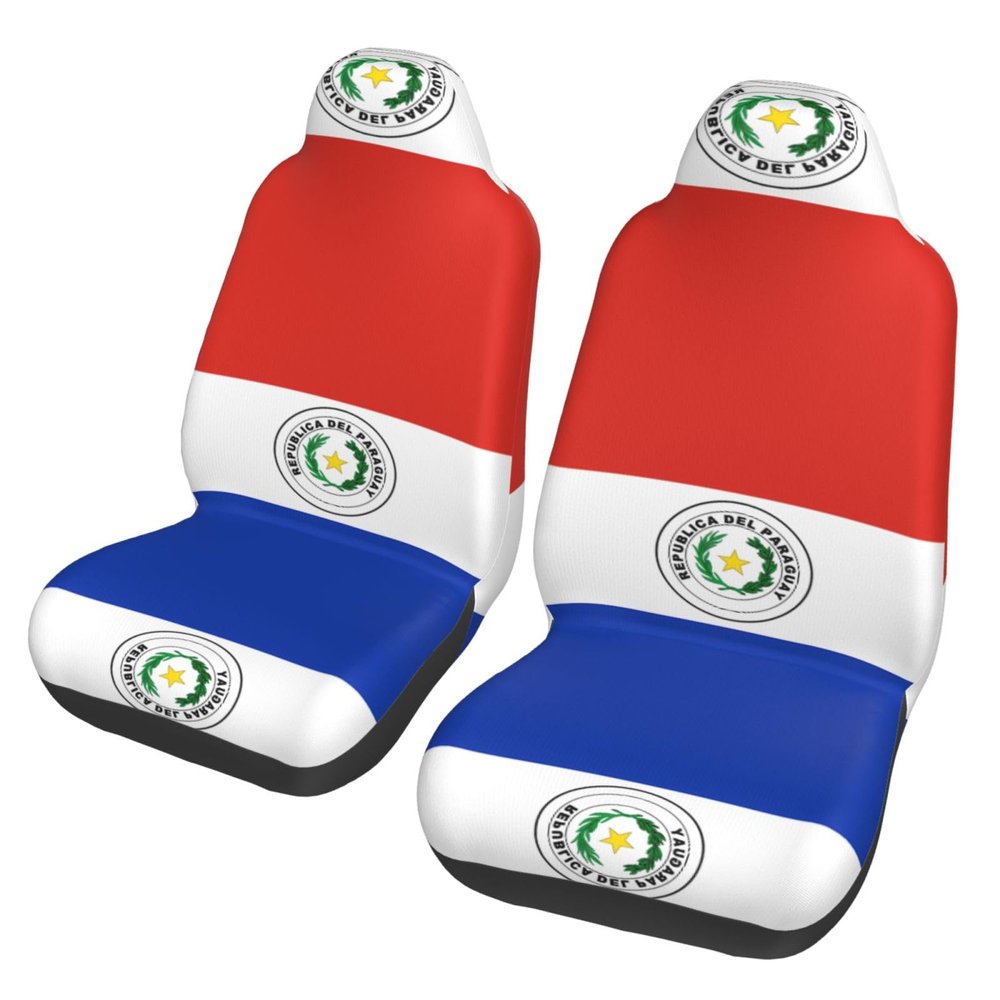 LPLSNWS Flag of Paraguay Patterned, Durable Car Seat Covers, 2-Pack Suitable for Passenger Cars, Trucks, Commercial Vehicles, and Marine Seats