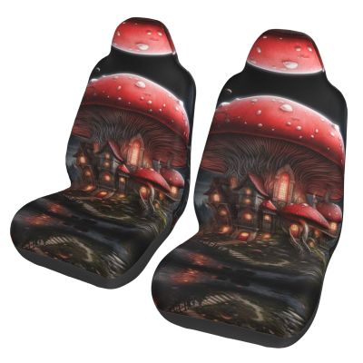 LPLSNWS Red Mushrooms in The Night Sky Patterned, Durable Car Seat Covers, 2-Pack Suitable for Passenger Cars, Trucks, Commercial Vehicles, and Marine Seats