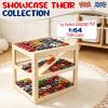 Wooden Car Garage Storage Organizer, Compatible with Hot Wheels & Matchbox 1:64 Scale Diecast Cars,3-Tier Multi-Level Racetrack Parking Lot Display Shelf for Kids, Natural Wood view 2