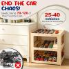 Wooden Car Garage Storage Organizer, Compatible with Hot Wheels & Matchbox 1:64 Scale Diecast Cars,3-Tier Multi-Level Racetrack Parking Lot Display Shelf for Kids, Natural Wood view 3