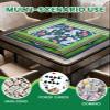 31.5" x 31.5" Mahjong Mat for Table with Carrying Bag Playful White Tigers Pink Monkeys Floral Blue Green Non-Slip Noise-Reducing Game Mat for Mahjong Poker Dominoes Board Games view 3