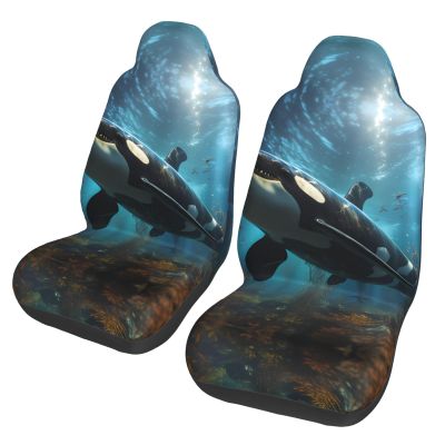 LPLSNWS Huge Killer Whales Patterned, Durable Car Seat Covers, 2-Pack Suitable for Passenger Cars, Trucks, Commercial Vehicles, and Marine Seats