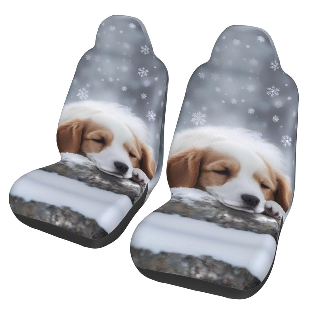 LPLSNWS A Sleeping Dog Patterned, Durable Car Seat Covers, 2-Pack Suitable for Passenger Cars, Trucks, Commercial Vehicles, and Marine Seats