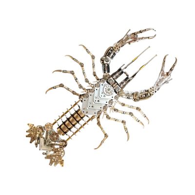 3D Metal Lobster Model Kit, 830PCS Mechanical Cyberpunk Insect DIY Assembly Puzzle, Stainless Steel Craft Model with Gear Structure, Advanced Building Kit Collectible Desk Decor Gift for Hobbyist