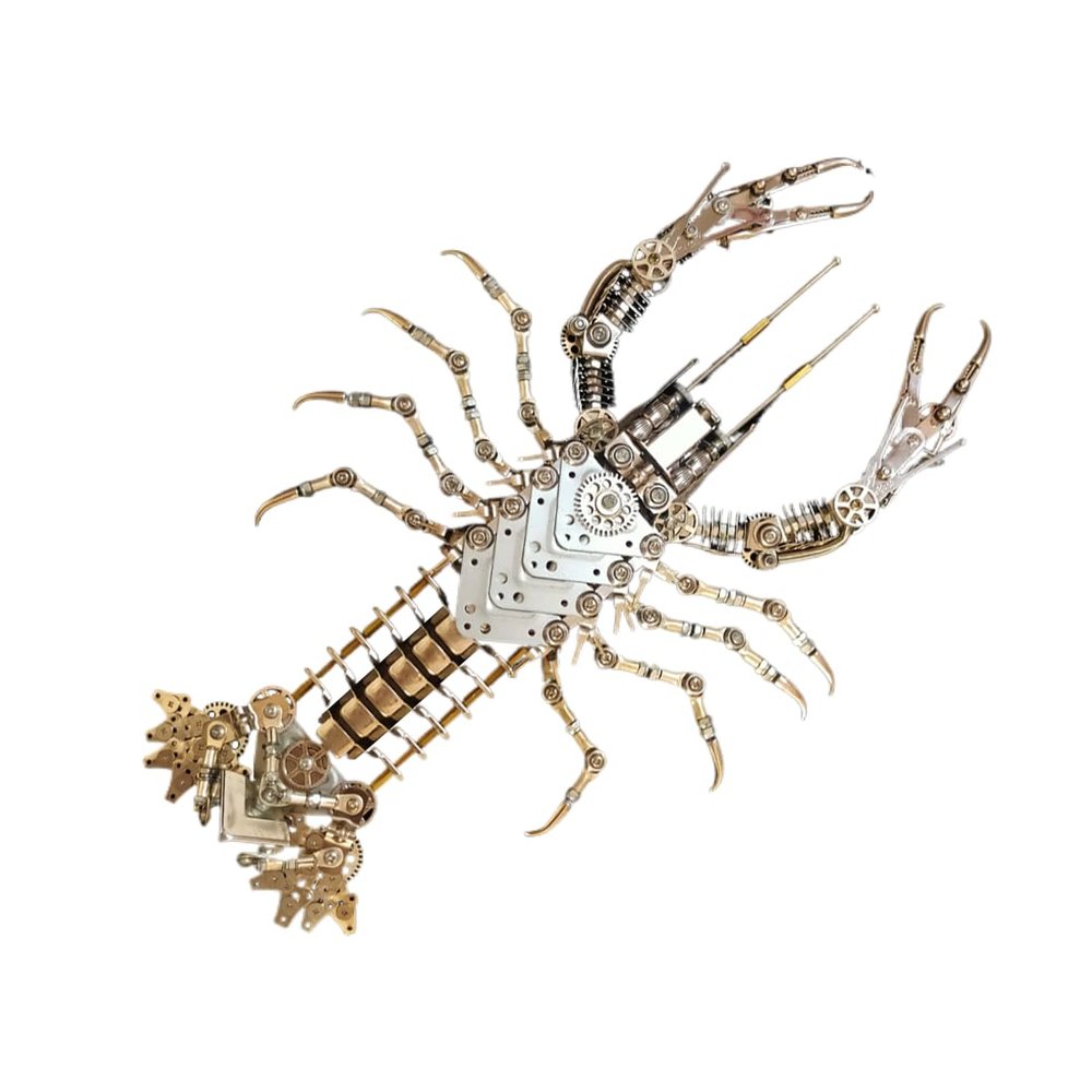 3D Metal Lobster Model Kit, 830PCS Mechanical Cyberpunk Insect DIY Assembly Puzzle, Stainless Steel Craft Model with Gear Structure, Advanced Building Kit Collectible Desk Decor Gift for Hobbyist