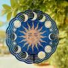 Wind Spinner for Outside, White Moon Sun Blue Background 3D Wind Chimes for Garden 10in, Funny Universe Stars Round Hanging Winds Spinner for Yard Porch Outdoor Decor view 1