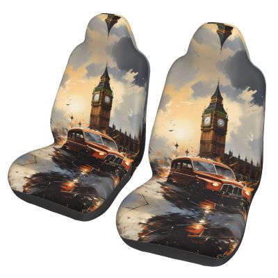 LPLSNWS London Color Taxi Patterned, Durable Car Seat Covers, 2-Pack Suitable for Passenger Cars, Trucks, Commercial Vehicles, and Marine Seats