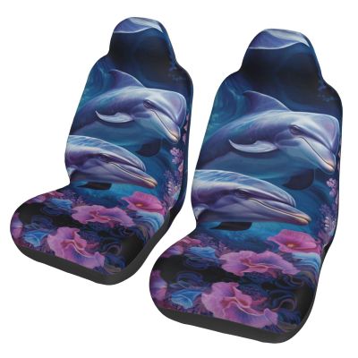LPLSNWS Dolphin Couple Flower Patterned, Durable Car Seat Covers, 2-Pack Suitable for Passenger Cars, Trucks, Commercial Vehicles, and Marine Seats