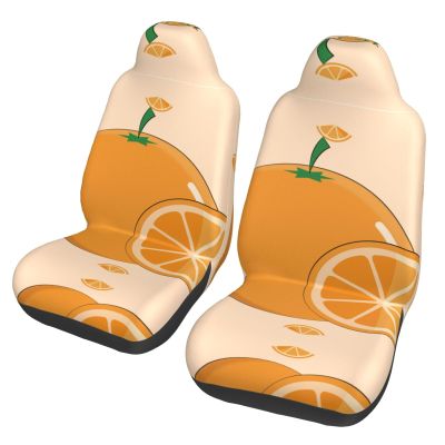 LPLSNWS Cartoon Fresh Orange Patterned, Durable Car Seat Covers, 2-Pack Suitable for Passenger Cars, Trucks, Commercial Vehicles, and Marine Seats