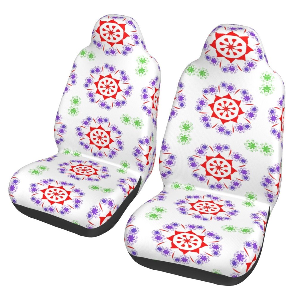 LPLSNWS Rotating Purple Flowers Patterned, Durable Car Seat Covers, 2-Pack Suitable for Passenger Cars, Trucks, Commercial Vehicles, and Marine Seats