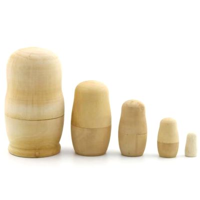 Temeemeg Russian Nesting Dolls 5 Layer Unfinished Wooden Matryoshka Doll for DIY Painting Natural for Creative Kids & Adults Craft Projects