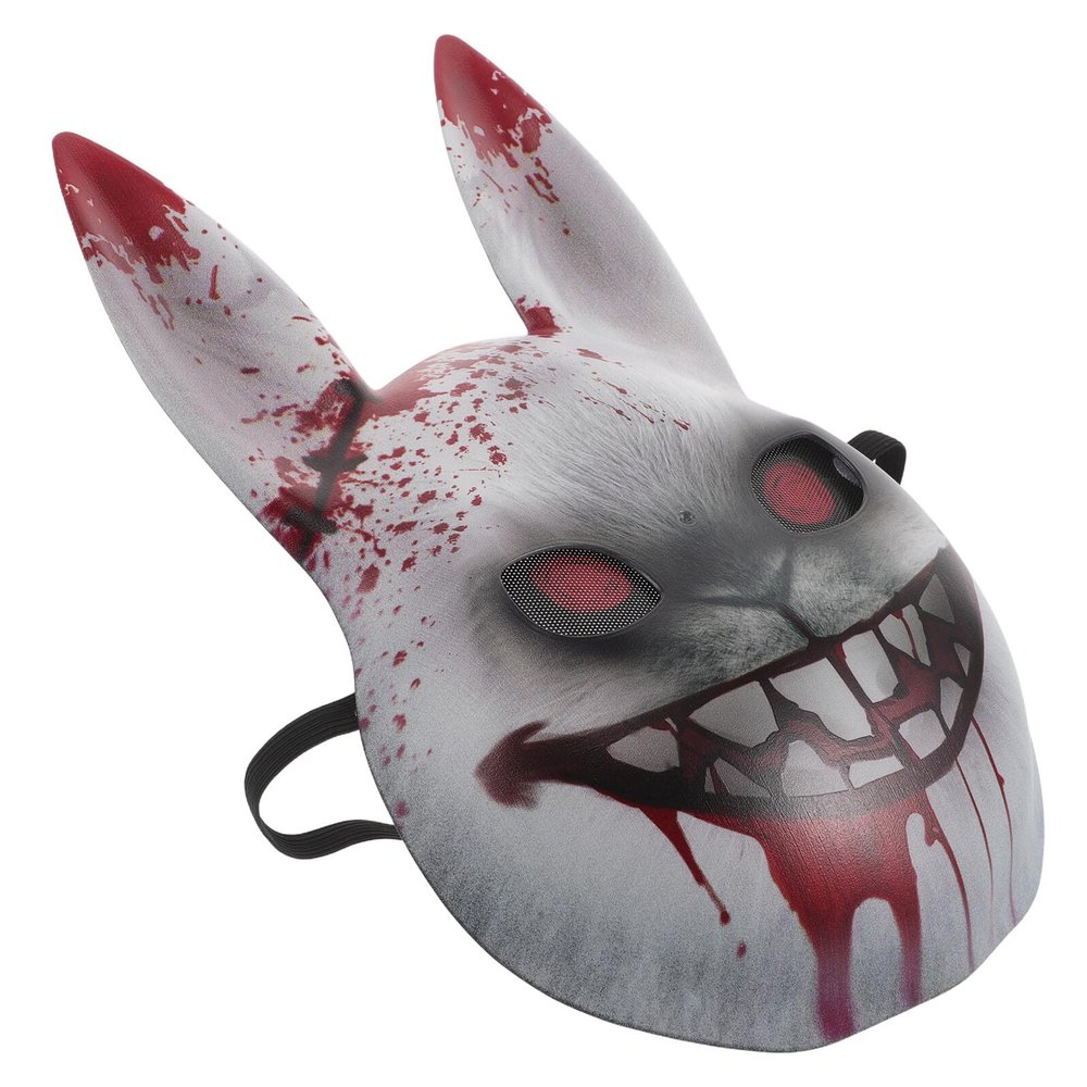 ARTIBETTER Scary Bloody Bunny Face Mask Halloween Creepy Rabbit Head Simulation Mask for Horror Party Haunted House Prop