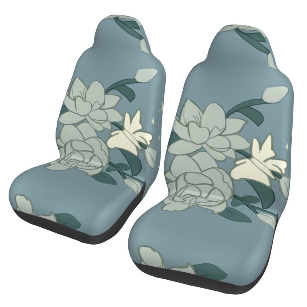 LPLSNWS White Bauhinia Patterned, Durable Car Seat Covers, 2-Pack Suitable for Passenger Cars, Trucks, Commercial Vehicles, and Marine Seats