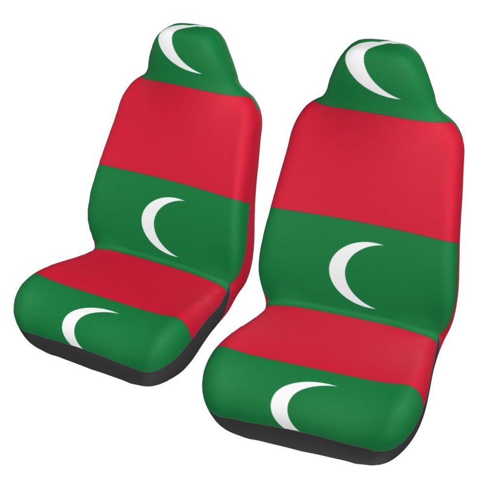 LPLSNWS Flag of Maldives Patterned, Durable Car Seat Covers, 2-Pack Suitable for Passenger Cars, Trucks, Commercial Vehicles, and Marine Seats