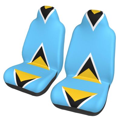 LPLSNWS Flag of Saint Lucia Patterned, Durable Car Seat Covers, 2-Pack Suitable for Passenger Cars, Trucks, Commercial Vehicles, and Marine Seats