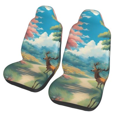 LPLSNWS Cartoon Deer Patterned, Durable Car Seat Covers, 2-Pack Suitable for Passenger Cars, Trucks, Commercial Vehicles, and Marine Seats