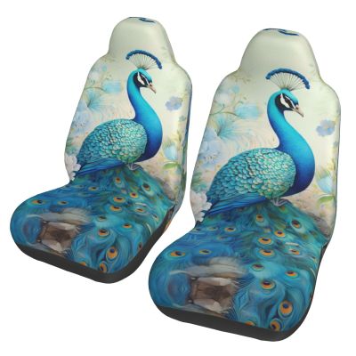 LPLSNWS Jasmine Blue Peacock Patterned, Durable Car Seat Covers, 2-Pack Suitable for Passenger Cars, Trucks, Commercial Vehicles, and Marine Seats