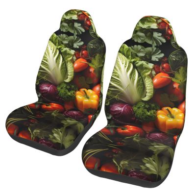 LPLSNWS Lots of Fresh Vegetables Patterned, Durable Car Seat Covers, 2-Pack Suitable for Passenger Cars, Trucks, Commercial Vehicles, and Marine Seats