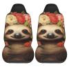 LPLSNWS Sloths Wearing Flowers Patterned, Durable Car Seat Covers, 2-Pack Suitable for Passenger Cars, Trucks, Commercial Vehicles, and Marine Seats view 2