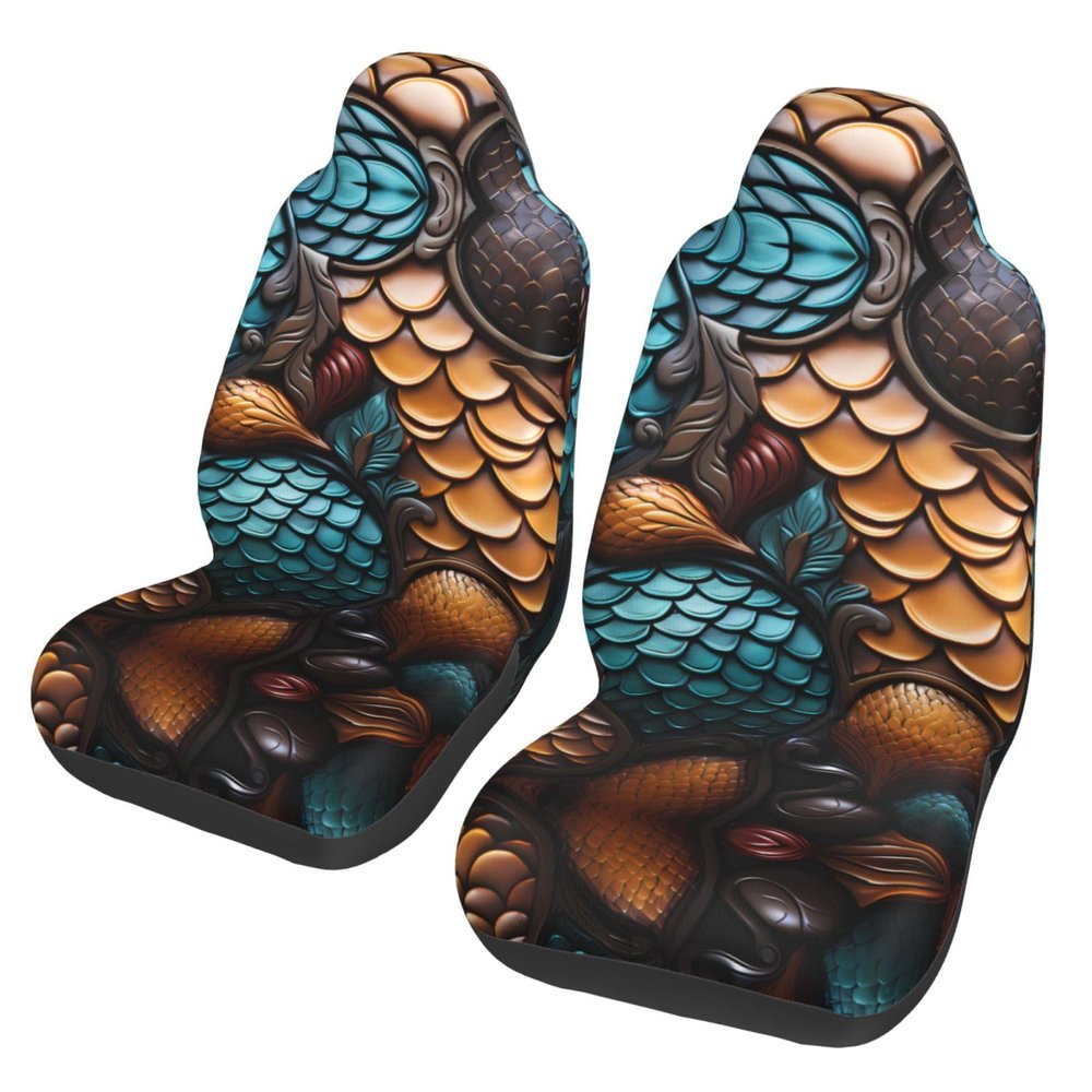 LPLSNWS Fishscale Pattern Patterned, Durable Car Seat Covers, 2-Pack Suitable for Passenger Cars, Trucks, Commercial Vehicles, and Marine Seats