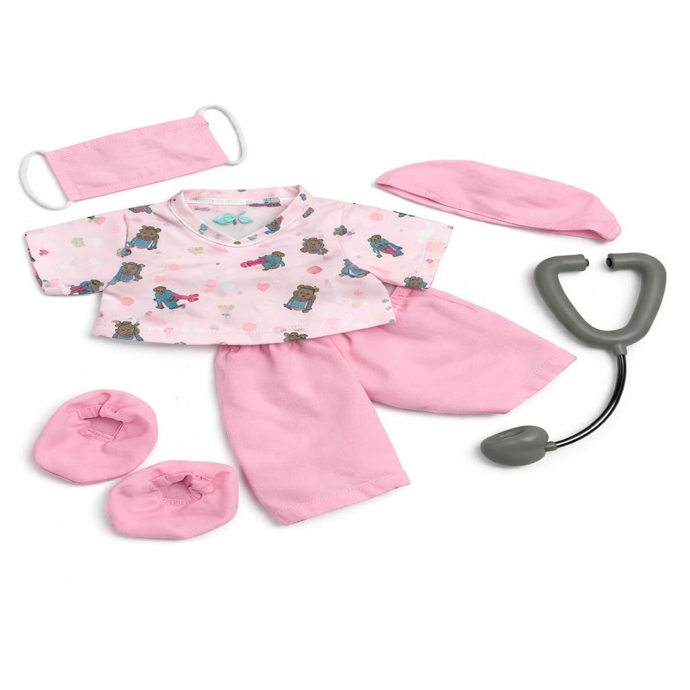 Pink Scrubs Plush Outfit 6 to 10 INCH Doll Clothes Medical Dress Up Outfit Gift for ids