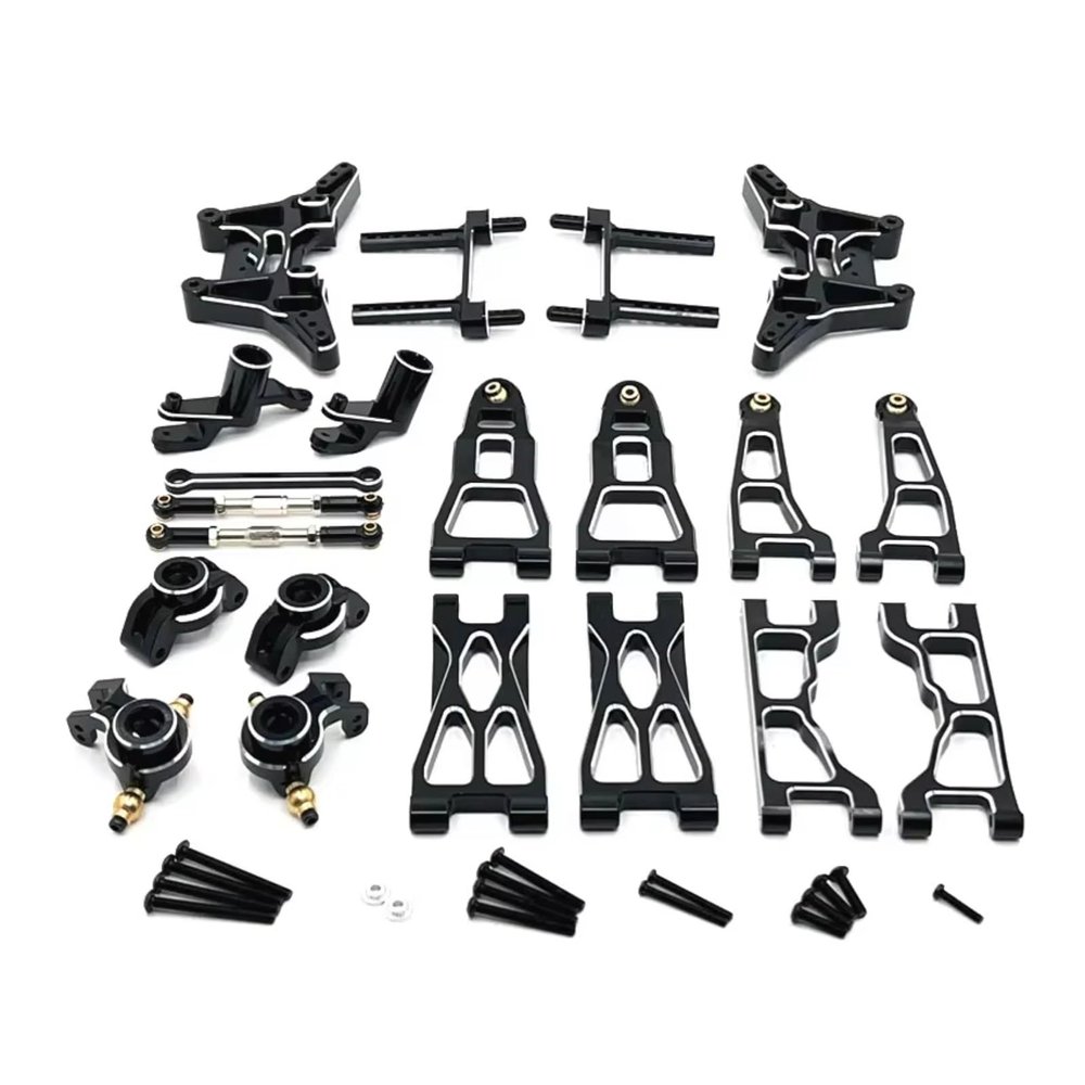 Adjustable Pull Rod For Ud1201 Ud1202 Pro 1/12 Metal Steering Cup Front And Rear Suspension Arm Shock Tower Link Kit RC Car Upgrade Parts Accessories Replacement(Black)