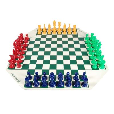 4-Way Chess Set Four Player Board Game Combination Unique Set for Adult and Kid Travel Family Educational Team